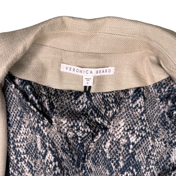 $645 VERONICA BEARD Lyda Dickey Blazer Jacket Sz 8 Beige Tan - Picture 13 of 16